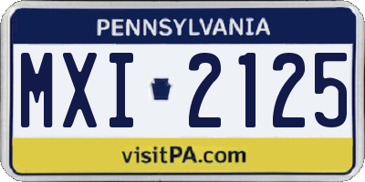 PA license plate MXI2125