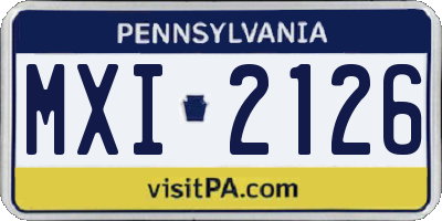 PA license plate MXI2126