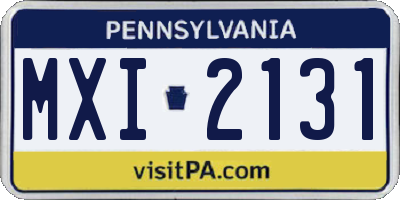 PA license plate MXI2131