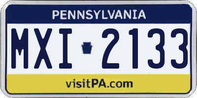 PA license plate MXI2133