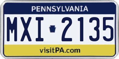 PA license plate MXI2135