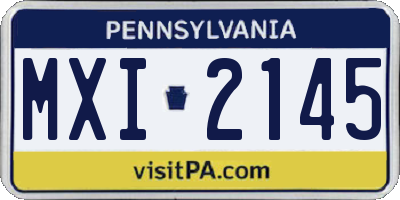 PA license plate MXI2145