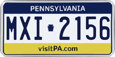 PA license plate MXI2156