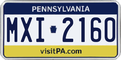 PA license plate MXI2160