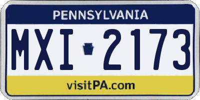 PA license plate MXI2173