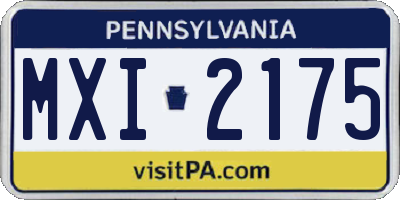 PA license plate MXI2175