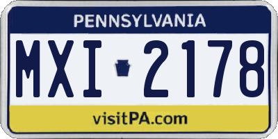 PA license plate MXI2178