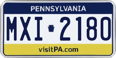 PA license plate MXI2180