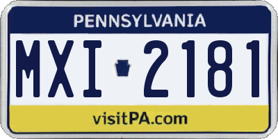 PA license plate MXI2181