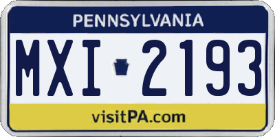 PA license plate MXI2193