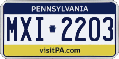 PA license plate MXI2203