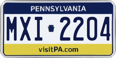 PA license plate MXI2204