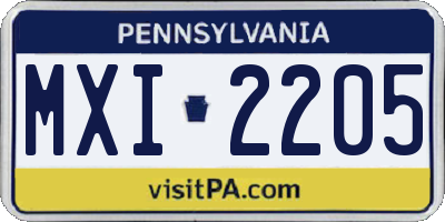 PA license plate MXI2205