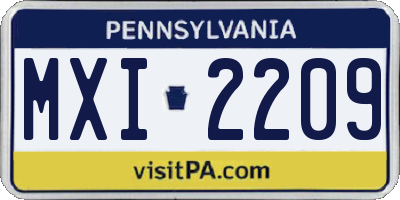 PA license plate MXI2209