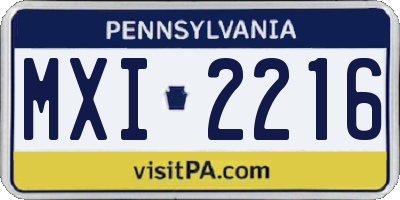 PA license plate MXI2216
