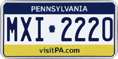 PA license plate MXI2220