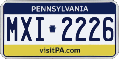 PA license plate MXI2226