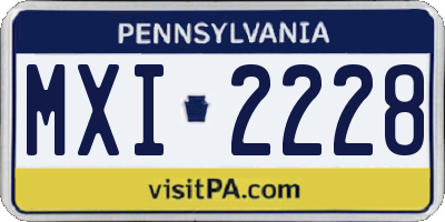 PA license plate MXI2228