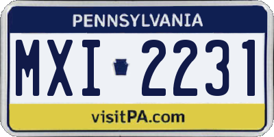 PA license plate MXI2231