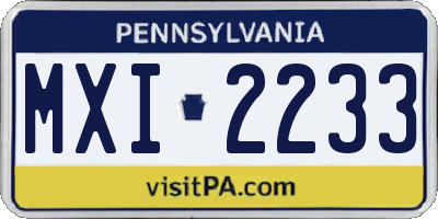 PA license plate MXI2233