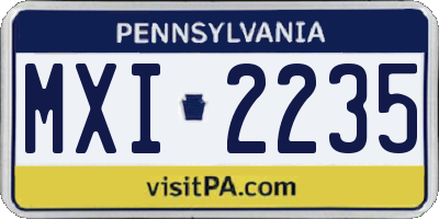 PA license plate MXI2235