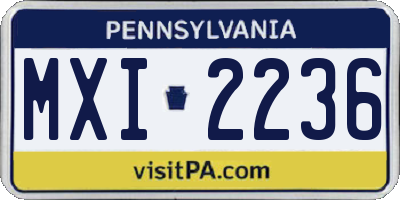 PA license plate MXI2236