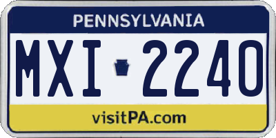 PA license plate MXI2240