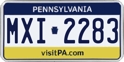 PA license plate MXI2283