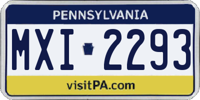PA license plate MXI2293