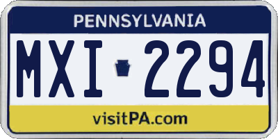 PA license plate MXI2294