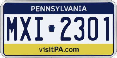 PA license plate MXI2301