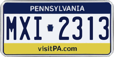 PA license plate MXI2313