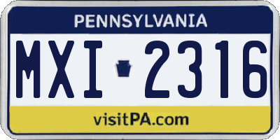 PA license plate MXI2316