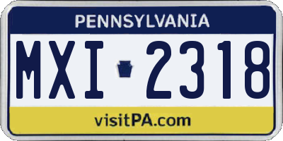 PA license plate MXI2318