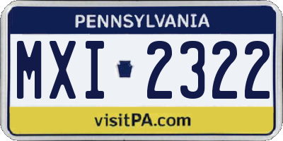 PA license plate MXI2322