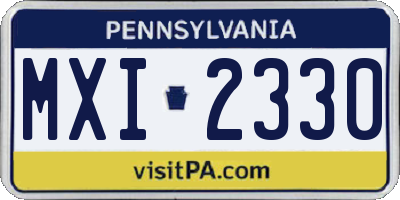 PA license plate MXI2330