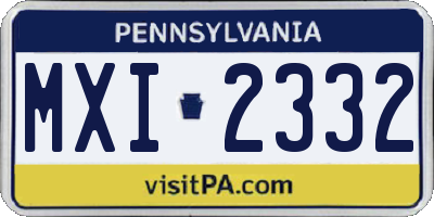PA license plate MXI2332