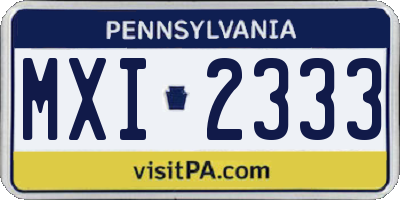 PA license plate MXI2333