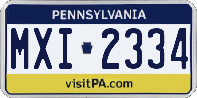 PA license plate MXI2334
