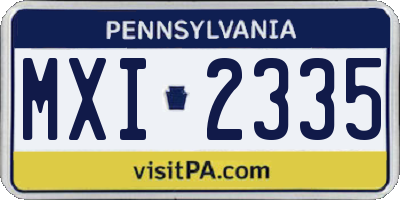 PA license plate MXI2335
