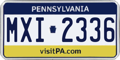 PA license plate MXI2336
