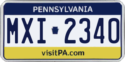 PA license plate MXI2340