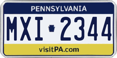 PA license plate MXI2344
