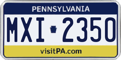 PA license plate MXI2350