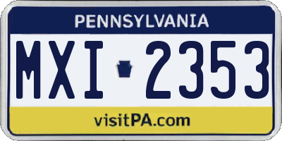 PA license plate MXI2353