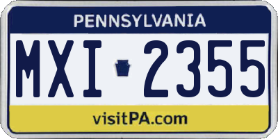 PA license plate MXI2355