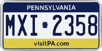 PA license plate MXI2358