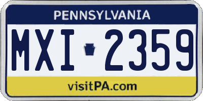 PA license plate MXI2359