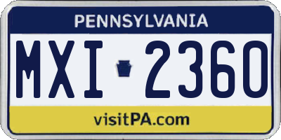 PA license plate MXI2360