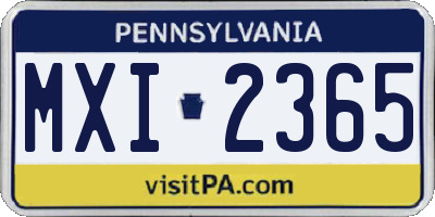 PA license plate MXI2365